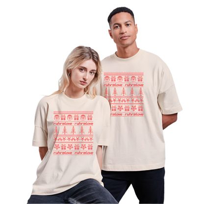 Embroidered - Unisex Oversize Bio-T-Shirt - Naturweiß